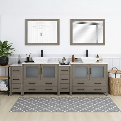  Ensemble de meuble-lavabo double encadré 96 "avec miroir