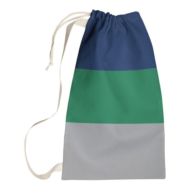 Fabric Laundry Bag with Handles, 29" H x 18" W x 1.5" D, Blue/Green/Cool Gray