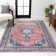 Heimir Bohemian Distressed Chenille Machine-Washable Dark Pink/Black/White Rug