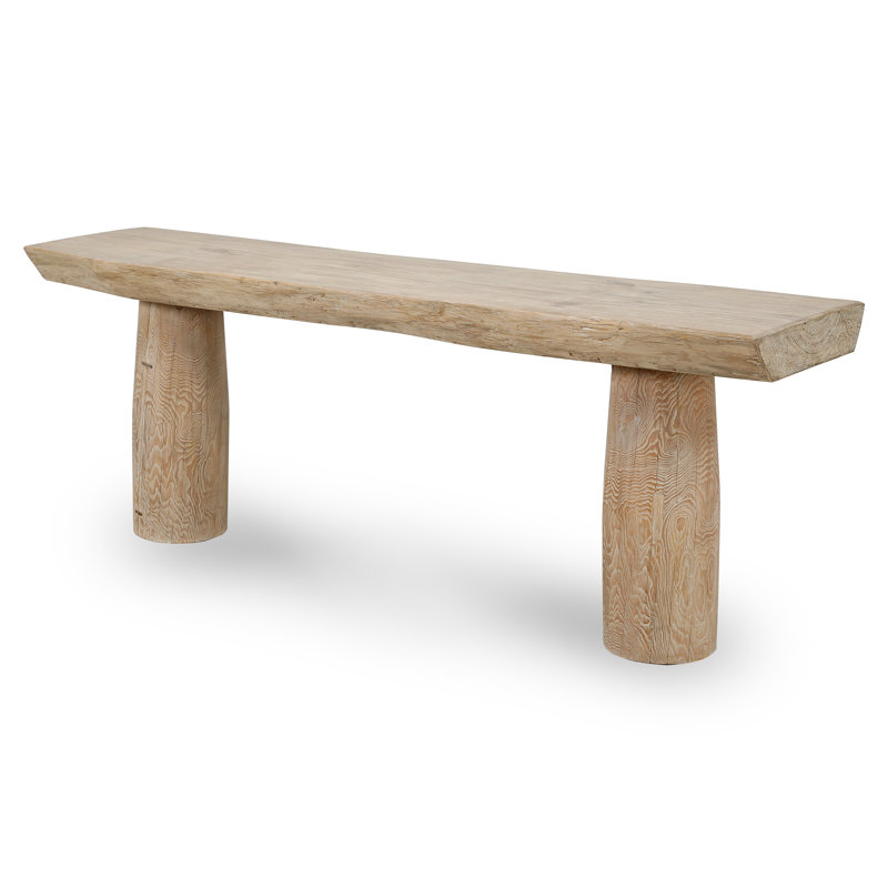 Natural Light Brown Solid Wood Console Table with Storage