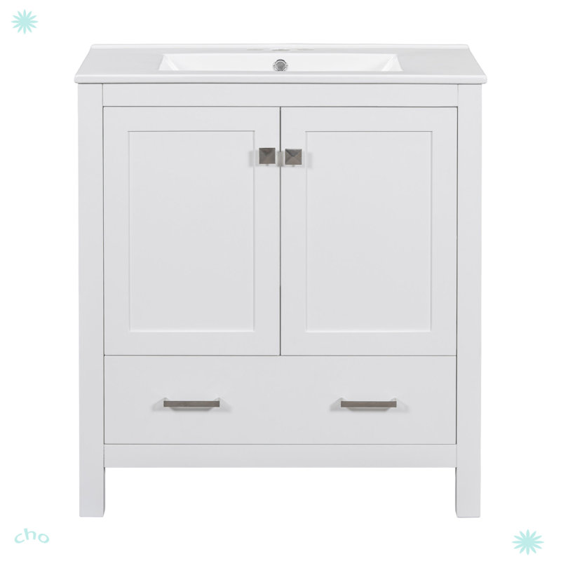 Meuble-lavabo 30 po avec lavabo simple, Blanc