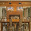 Lustre tambour 4 lumières avec accents de bois-234216941