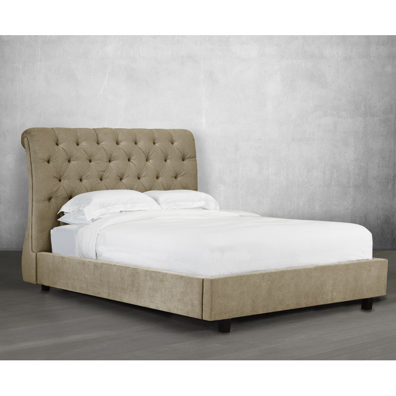 Lit-bateau rembourré buttons Wattson, Double, Beige