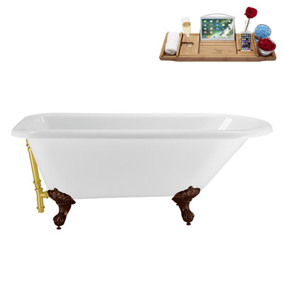 Baignoire sur pattes 62 ", plateau, bonde, pattes 62" Streamline