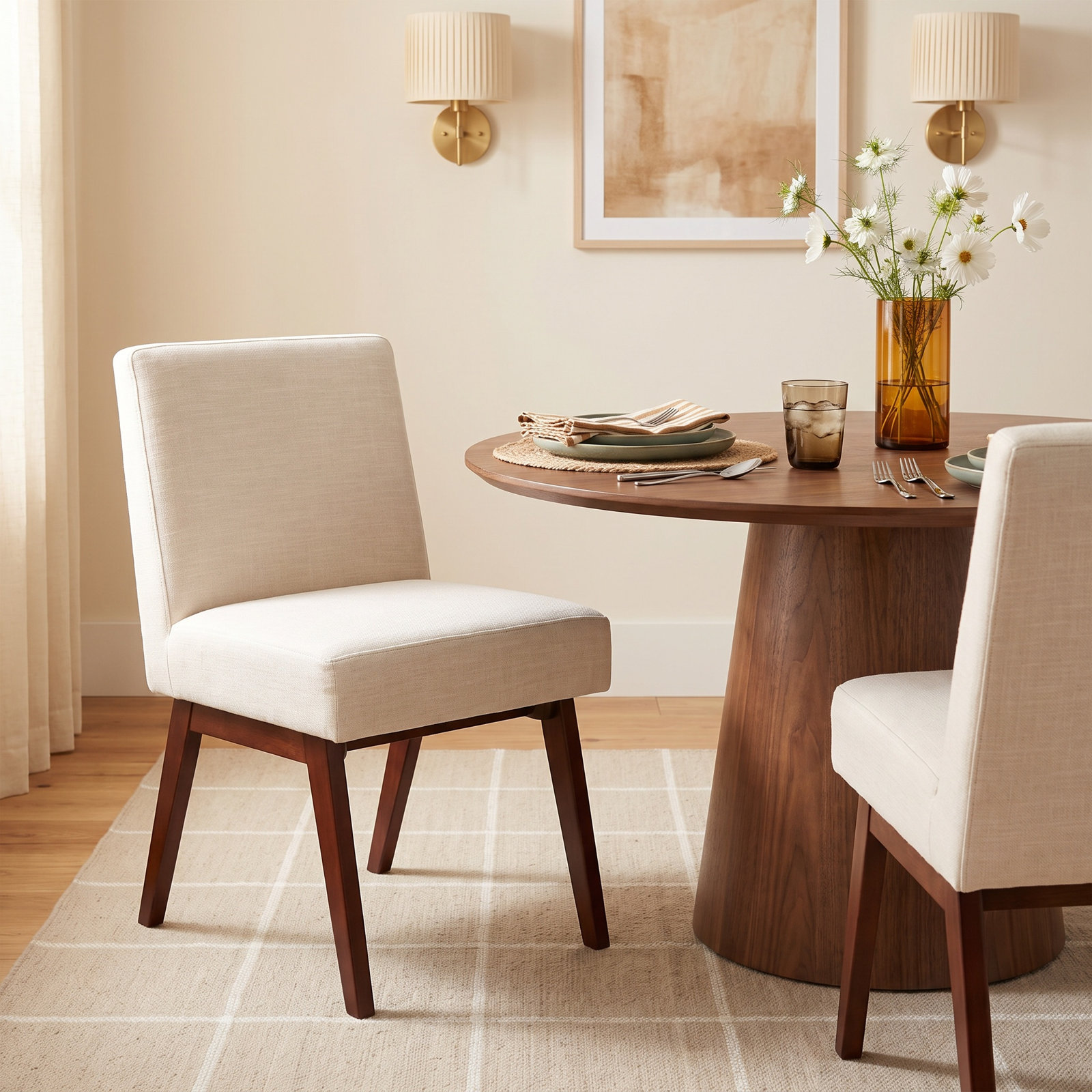 Springdale Linen Oak Parsons Dining Chair, Walnut