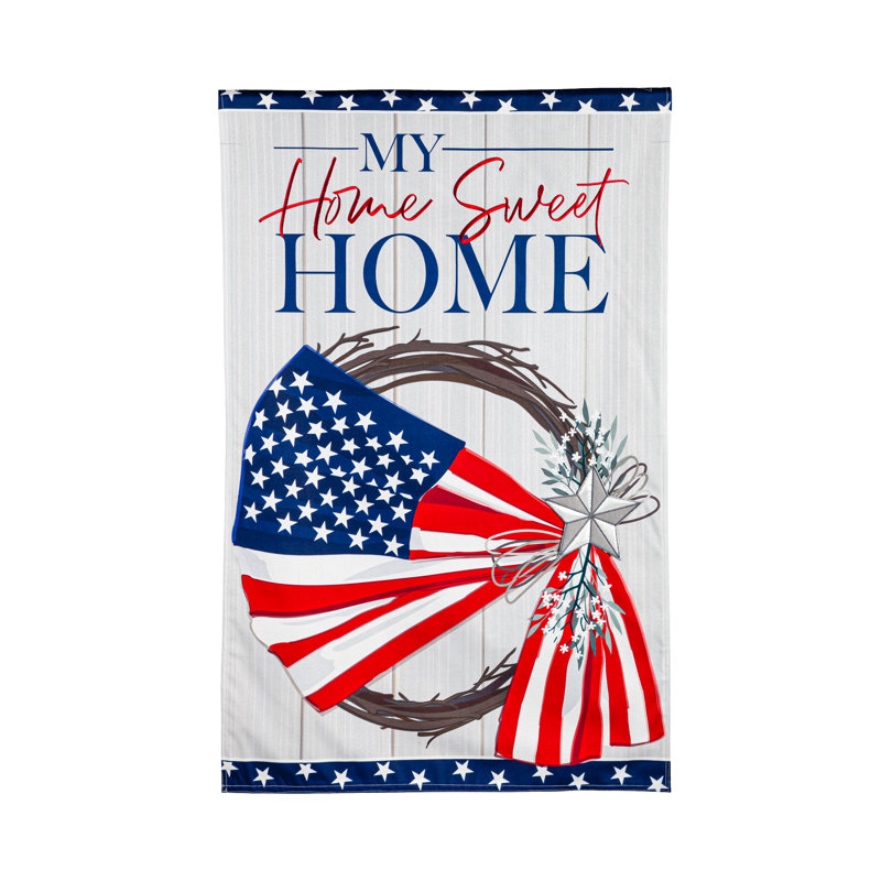 Drapeau de maison en polyester à double face 44 x 28 po American Wreath