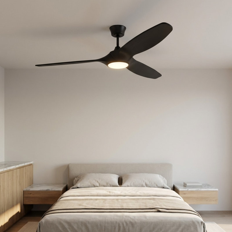 Selen Smart LED Ceiling Fan, Midnight Black, Midnight Black, 60" Wide