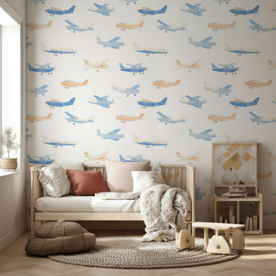 Papier peint blanc avec fond d'écran Airplanes