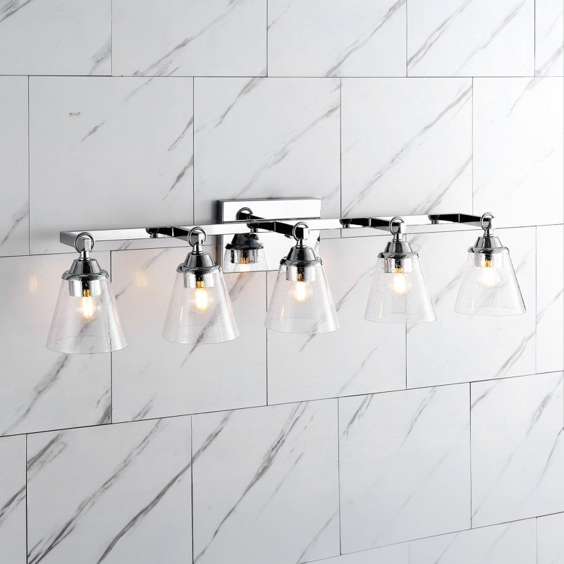  Gillen Hurricane Metal/Seeded Glass LED Vanity Light, 5