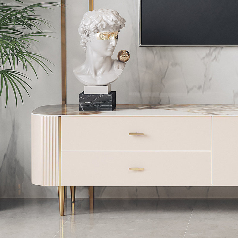 Modern minimalist rock slab TV stand cabinet, 94.49"