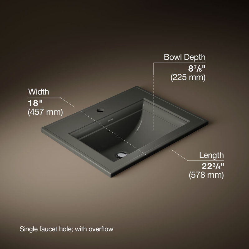 Memoirs® Stately Drop-in Bathroom Sink, Single Hole, Thunder Gray