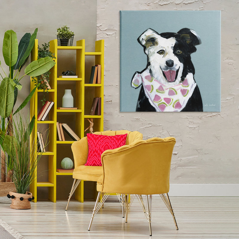 «Dog with Watermelon Bandana», art mural par Sally Swatland, H 36 po x l 36 po