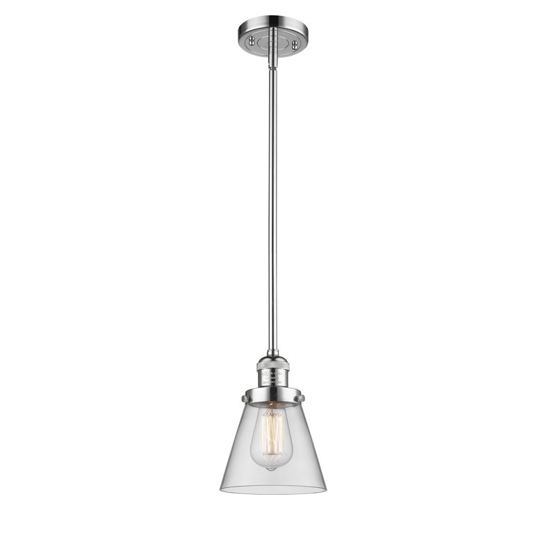 Luminaire suspendu 1 lumière à cône simple Whalen, Transparent, Ampoule non incluse