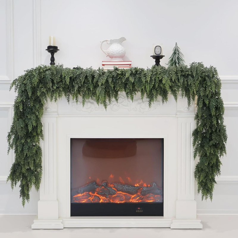 Guirlande de Noël en cèdre de Noël artificielle avec touche de verdure réaliste