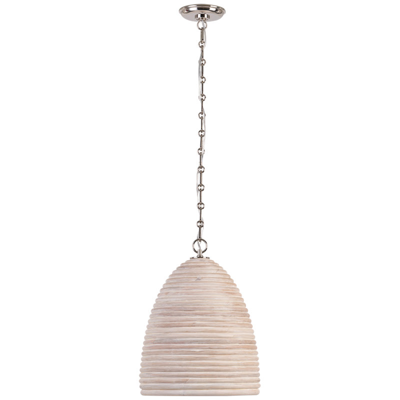 Emerson 14" Pendant in Bronze with Ash Rattan Shade, Polished Nickel, Ash