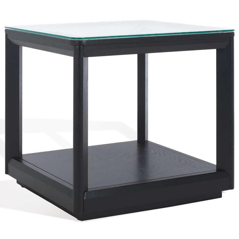 Charde Glass Top End Table, Black