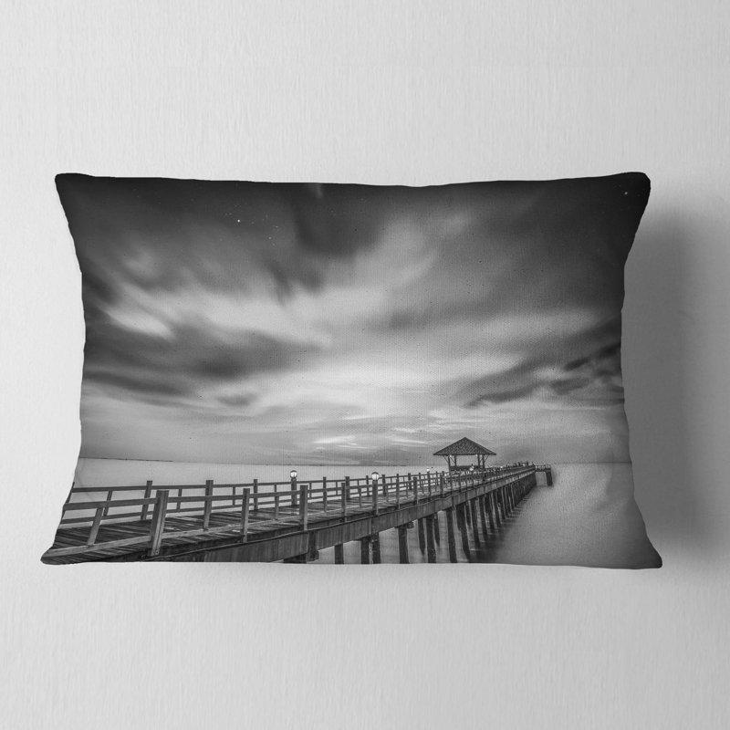 Coussin en bois et pont en bois Pier Seascape, 12 po x 20 po, Rectangulaire