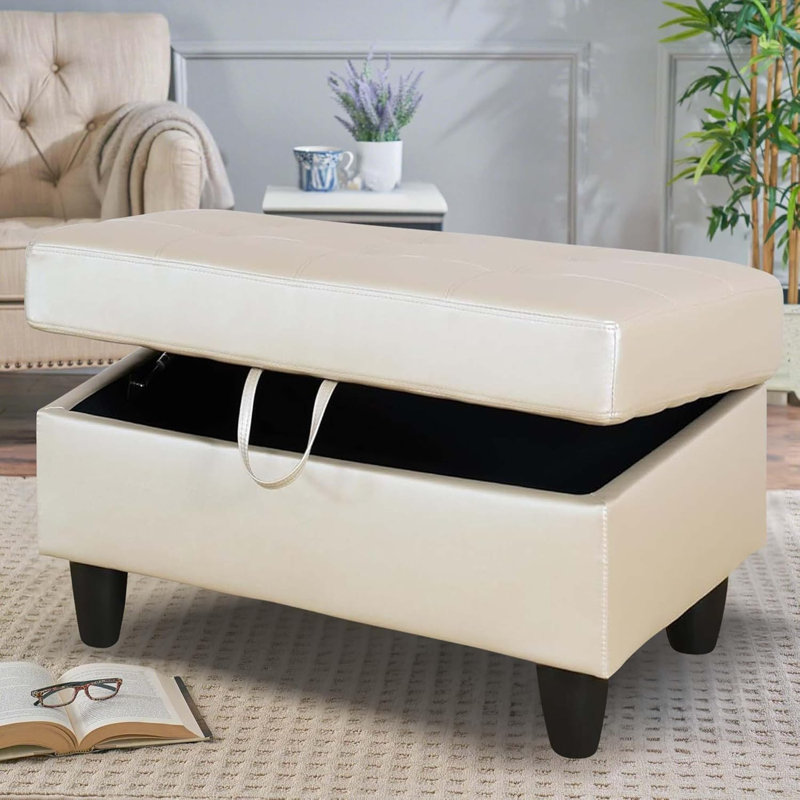 35'' Ottoman With Storage, Light Grey