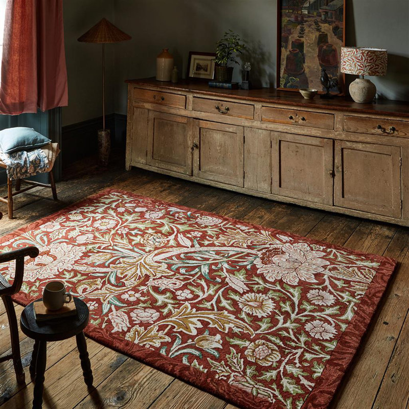 Wool Floral Area Rug, Rectangle 5'7" x 7'10"