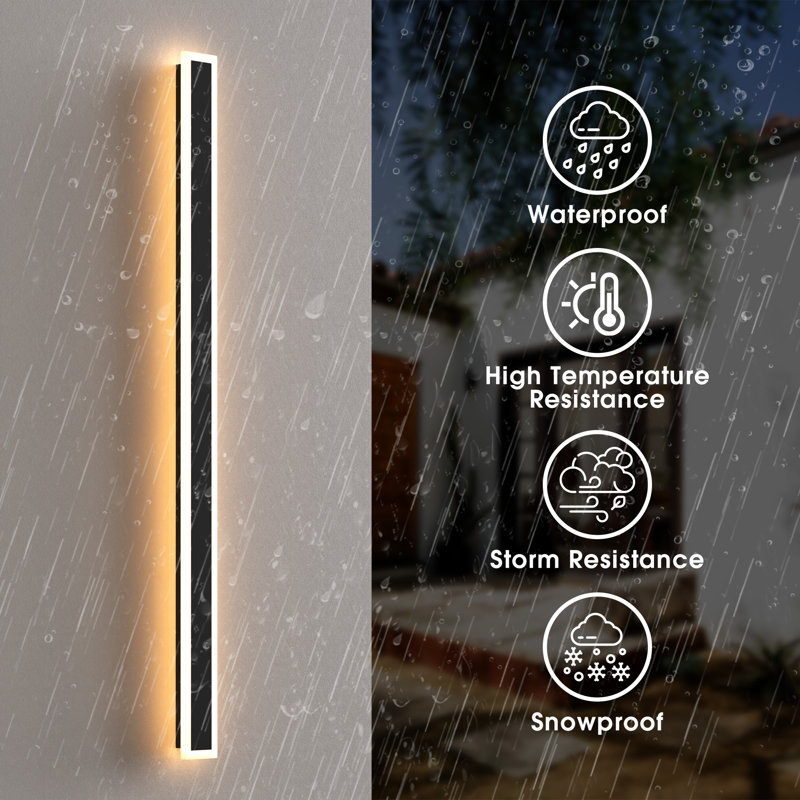 2 Pack IP67 Linear LED Outdoor Wall Light Bar Sconces, 43.30" H x 3.10" W x 1.70" D