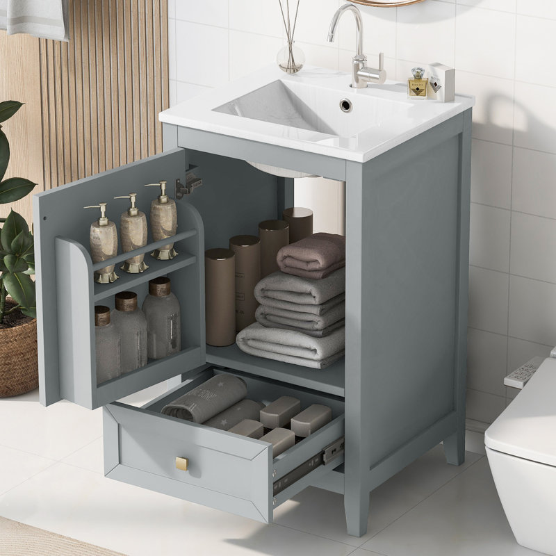 Meuble-lavabo 20 po avec lavabo, Gris