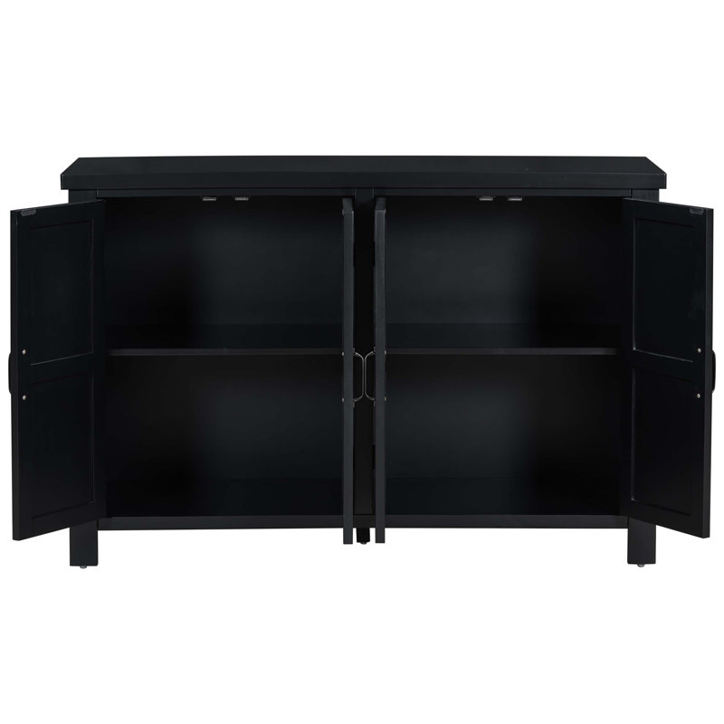 4-Door Storage Sideboard with Adjustable Shelves, Black