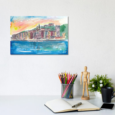 Porto Venere Mediterranean Sunset In Italy by Markus & Martina Bleichner - Wrapped Canvas Print
