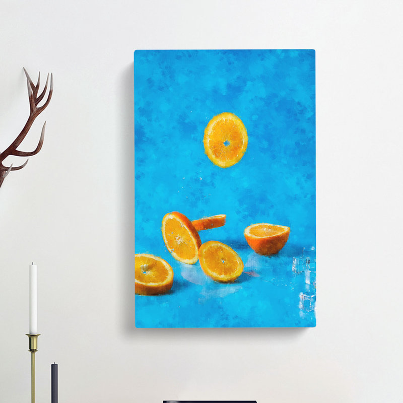 Falling Oranges - Wrapped Canvas Painting, 76cm H x 50cm W x 3cm D