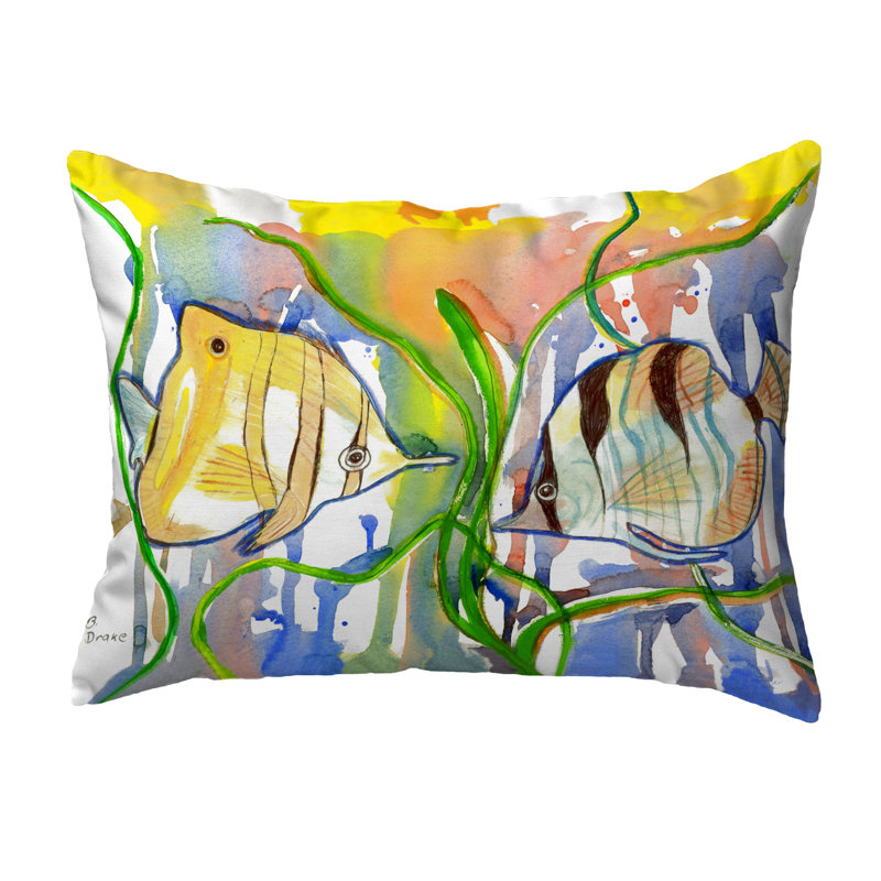 Angel Fish Outdoor Reversible Throw Pillow