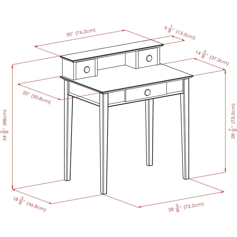 Hilderbrand Solid Wood Writing Desk
