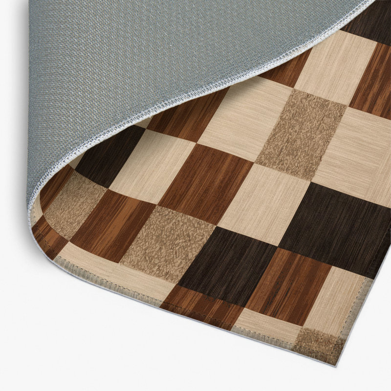 Tapis d'intérieur et d'extérieur à carreaux brun, Rectangulaire 2 pi x 3 pi