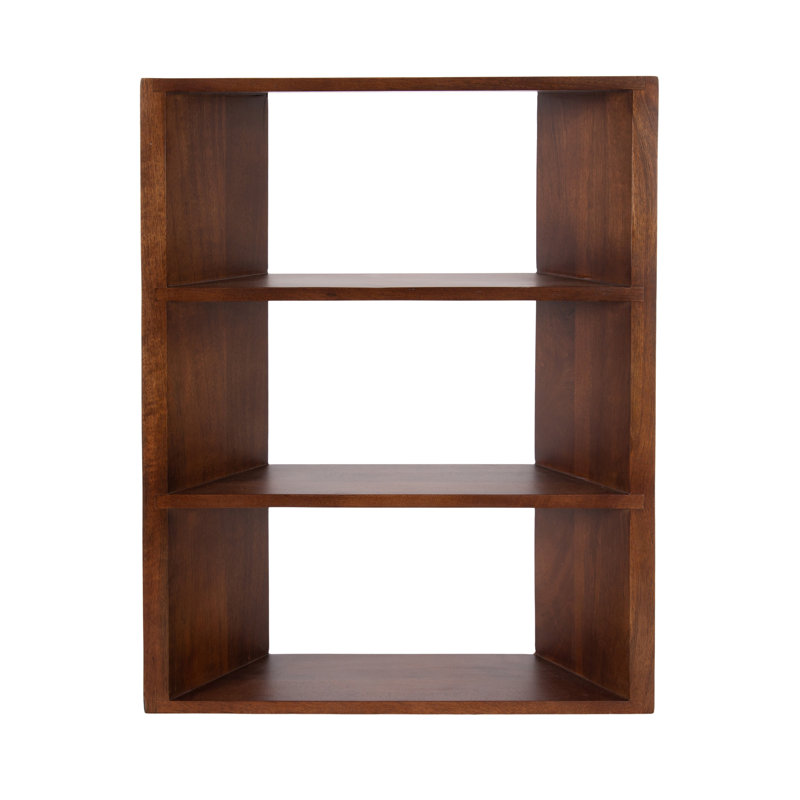 Akita Angled Three-Tier Wood Wall Shelf