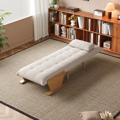 3-In-1 Extendable Sofabed, Upholstered Convertible Wood Chair Bed, Foldable And Adjustable Sleeper Sofa