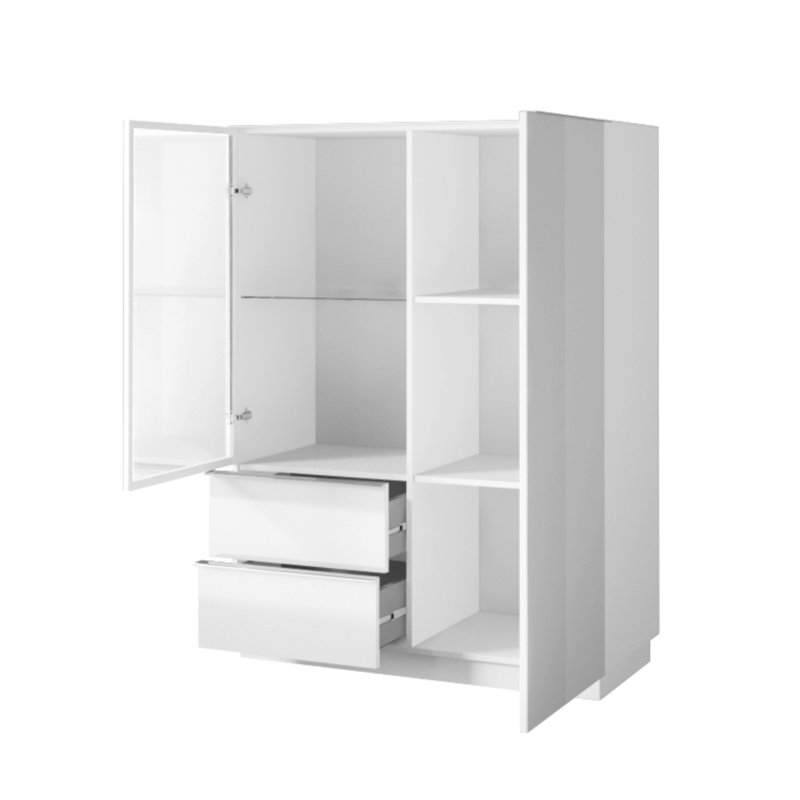 Mcinnis 100cm Sideboard, White/White Glass