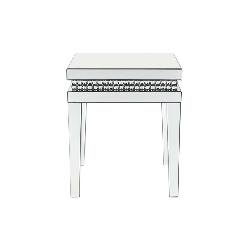Table de bout Lotus, cristaux en miroir et faux glaçons