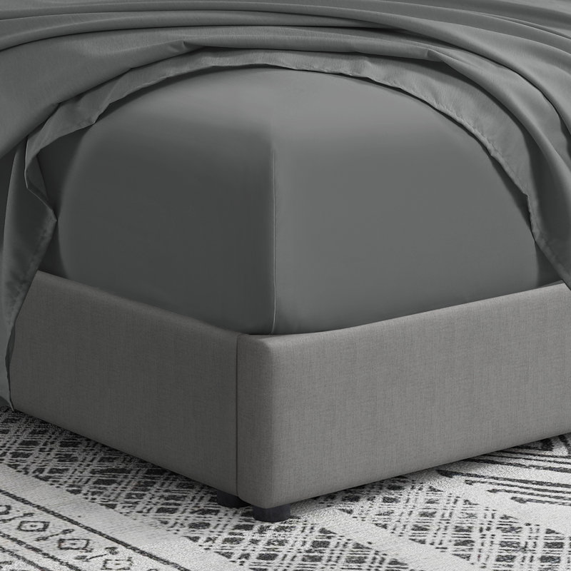 1800 Series Smart Storage Pocket Microfiber Fitted Sheet, Twin Fitted Sheet Fitted Sheet, Gray