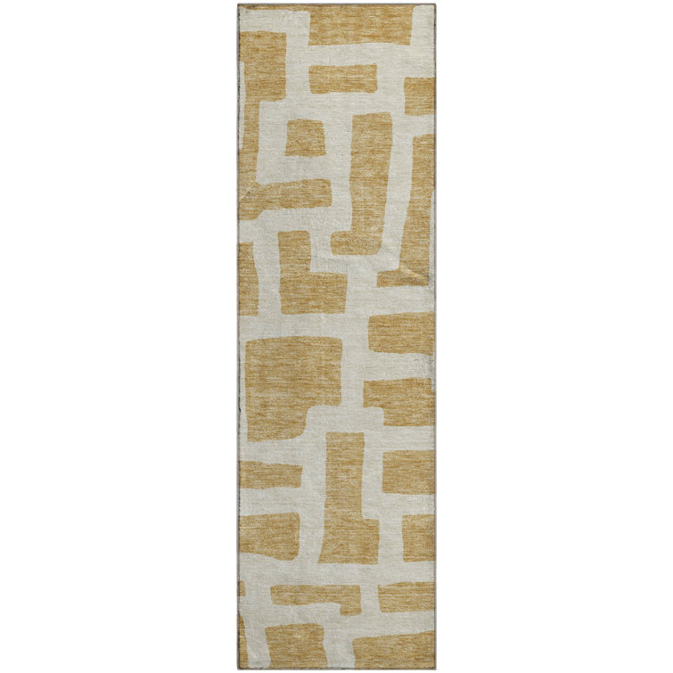 Premium Machine Washable Prisco Gold Rug