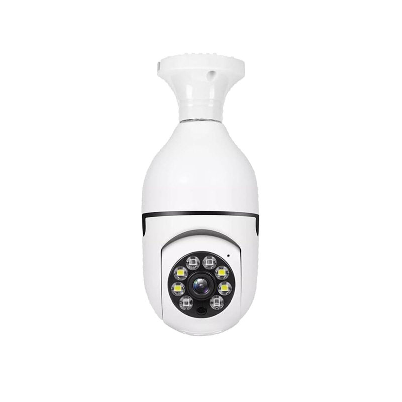 Caméra de sécurité à ampoule, inclinaison 355 °, 90 °, WiFi, étanche IP66, vision nocturne, audio bidirectionnel, zoom 4X, intérieur extérieur, blanc