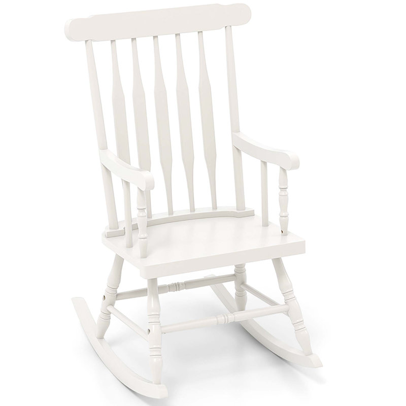 Chaise berçante d'extérieur en bois massif Joffe, Blanc