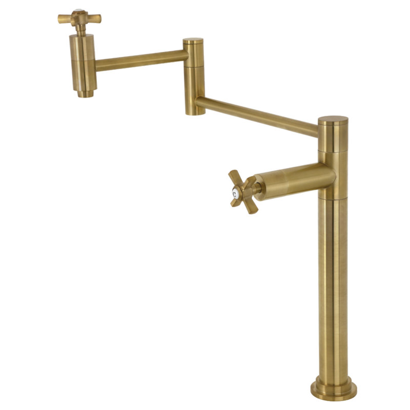 Kingston Brass Millennium Two-Handle 1-Hole Deck Mount Pot Filler Faucet, Brushed Brass