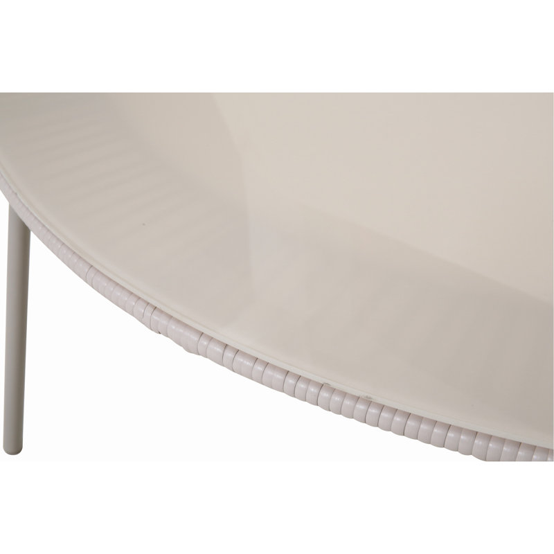 Table de salle à manger ovale blanc cassé en rotin PE