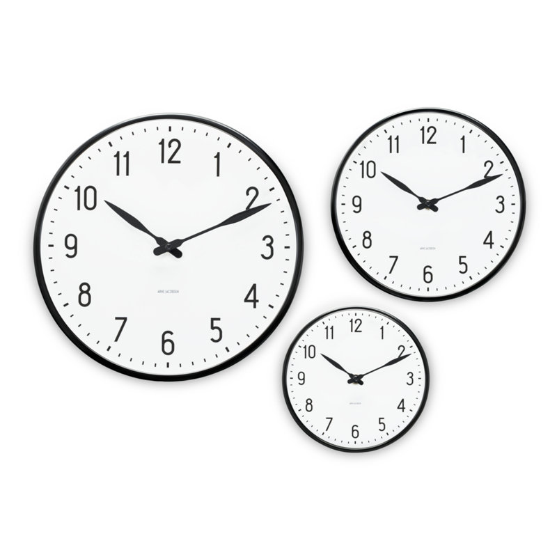 Station Metal Analog Wall Clock, Black/White, Small