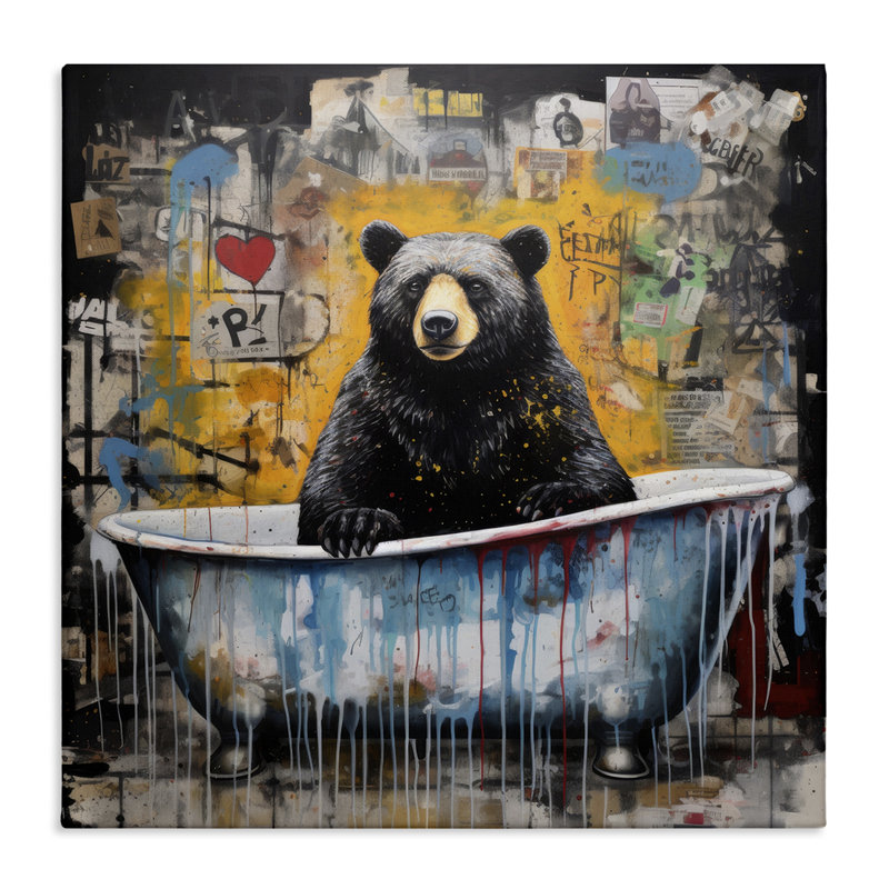 «Graffiti Bathing Bear» par Lazar Studio, H 36 po x l 36 po