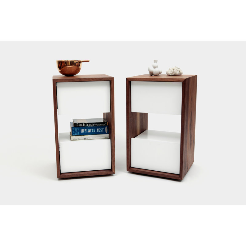THN 2 - Drawer Solid Wood Nightstand, White