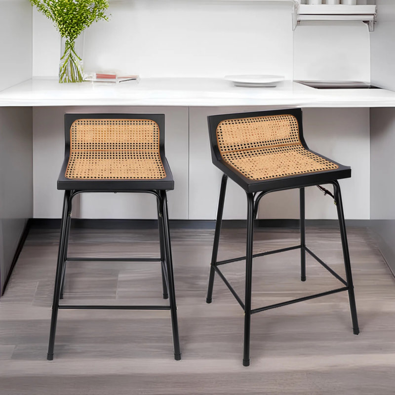Aadhvik Wicker Counter Stool with Iron Frame