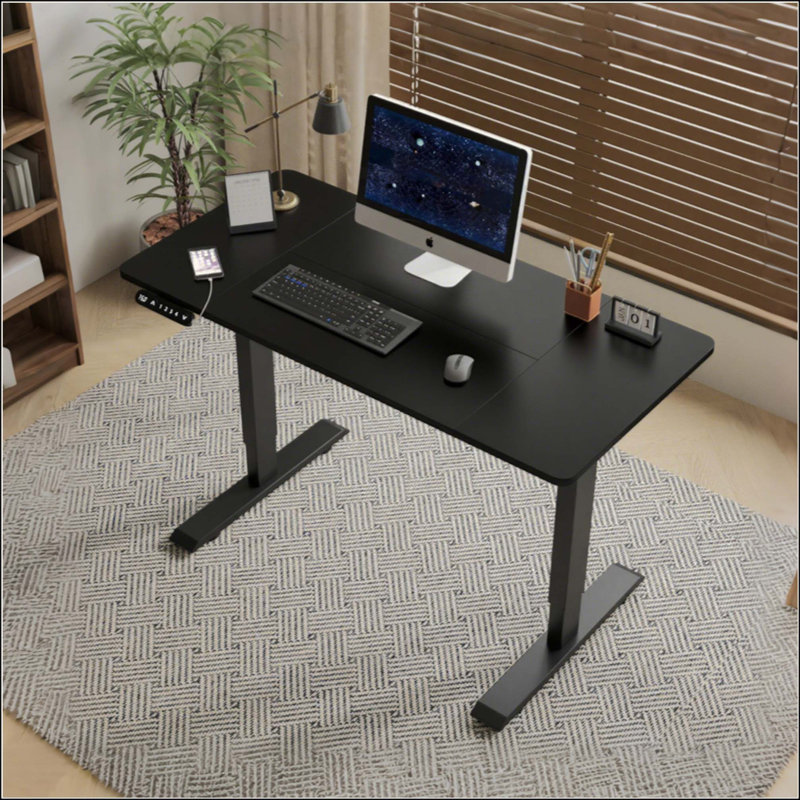 Bureau électrique debout avec hauteur réglable, structure en acier robuste et fonctionnement silencieux pour la maison et le bureau