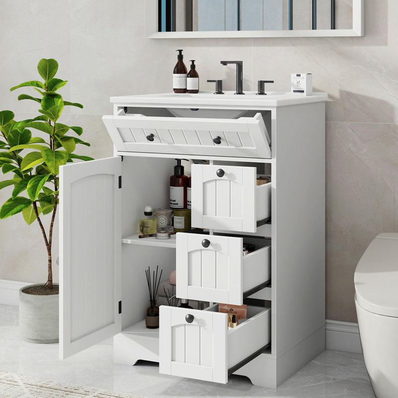 Ensemble de meuble-lavabo autoportant avec 4 tiroirs