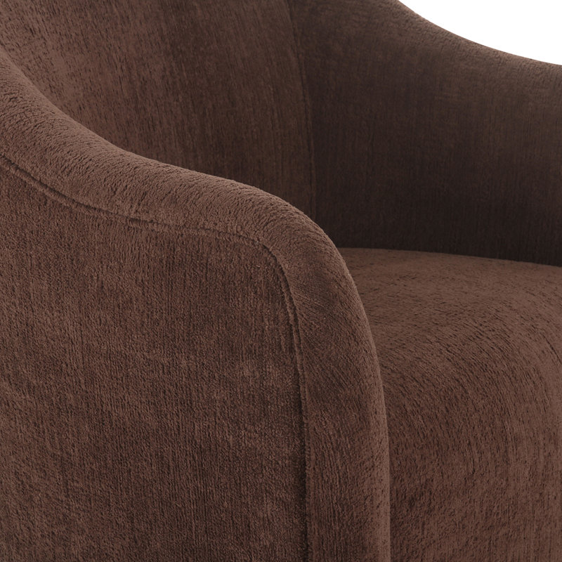 Denice Rolling Dining Arm Chair, Dark Brown Performance Chenille