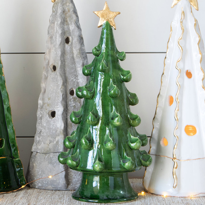 Foresta Medium Tree with Gold Star, Green/Gold