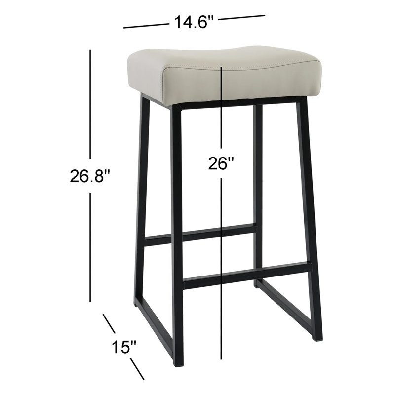 Pantanella Upholstered Counter Stool with Metal Frame, Beige